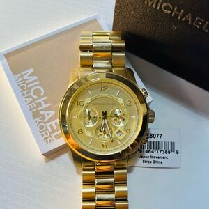 Michael Kors Gold Oversized Runway Chronograph MK8077 Watch